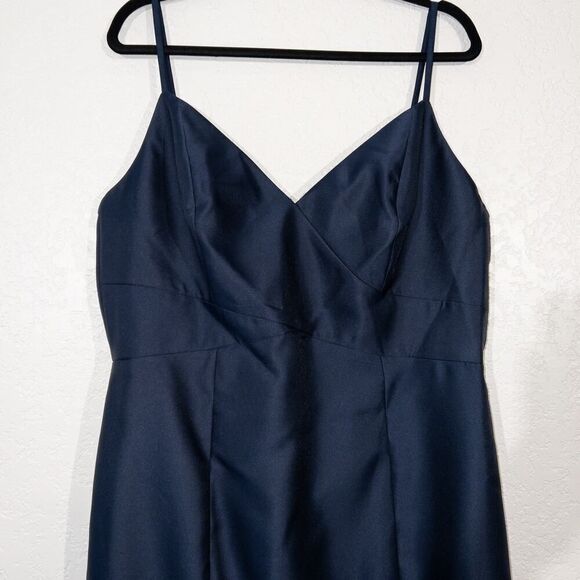 NWT Alfred Sung Midnight Navy Spaghetti Strap Mermaid Dress Size 18 - Picture 4 of 10